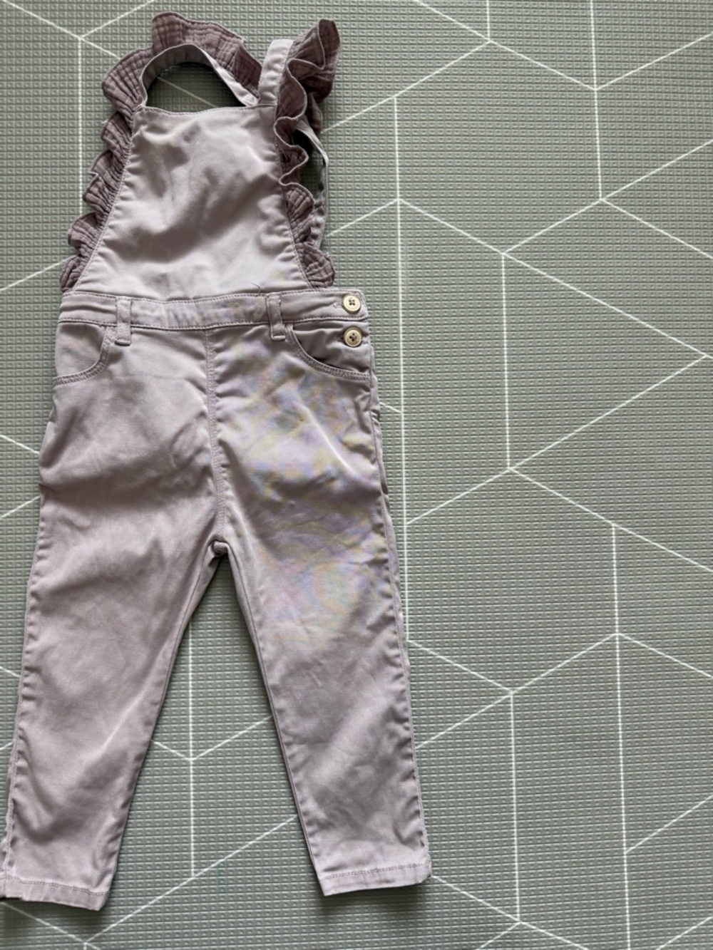 Zara|Baby girl/toddler lilac pastel Ruffle Strap Overalls,color denim•Boho!2-3T